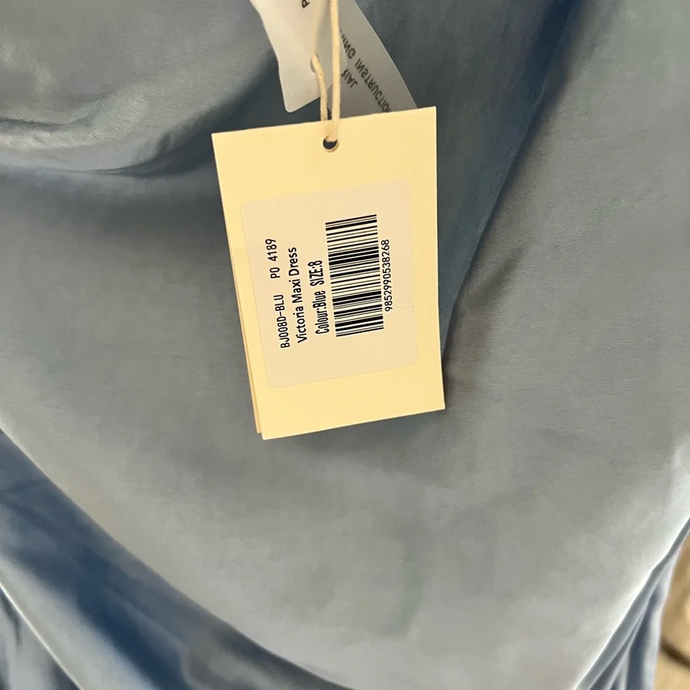 BILLY J Blue Ruched One Shoulder Gown - Picture 7 of 7